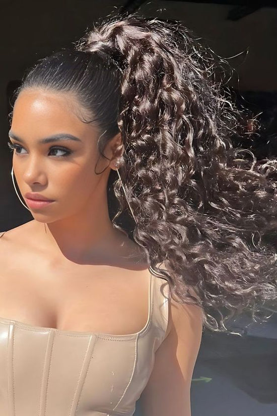 Pack of One (1) Unit - Unprocessed Curly Laos Pony Tails